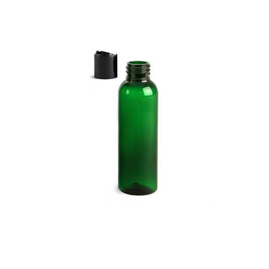 2 oz Green Cosmo Round Bottles, Black Disc Cap (12 Pack)