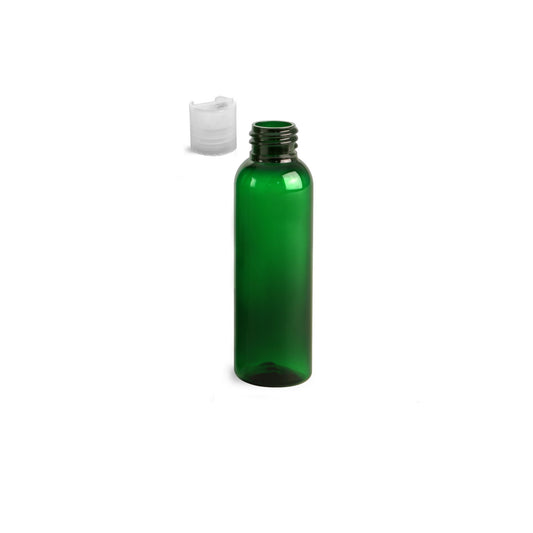 2 oz Green Cosmo Round Bottles, Natural Disc Cap (12 Pack)