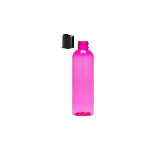 2 oz Pink Cosmo Round Bottles, Black Disc Cap (12 Pack)