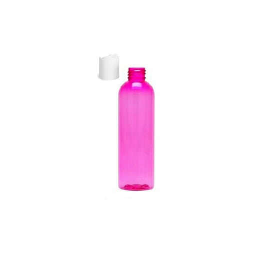 2 oz Pink Cosmo Round Bottles, White Disc Cap (Pack of 12)