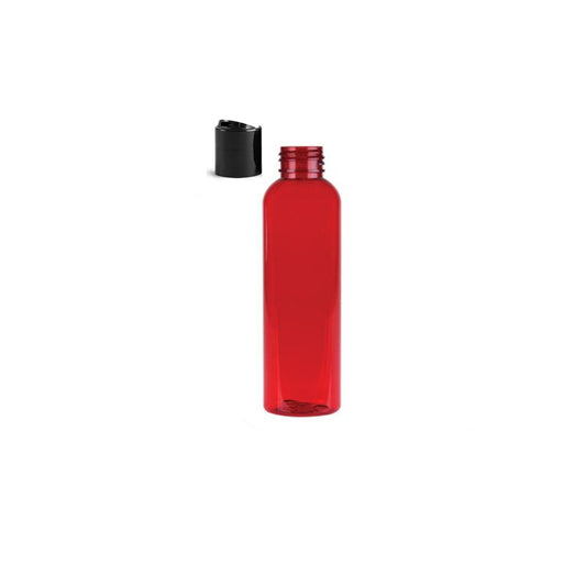 2 oz Red Cosmo Round Bottles, Black Disc Cap (12 Pack)