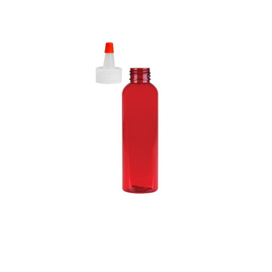 2 oz Red Cosmo Round Bottles, Yorker Cap (12 Pack)