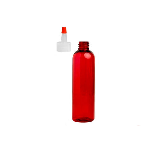 4 oz Red Cosmo Round Bottles, Yorker Cap (12 Pack)