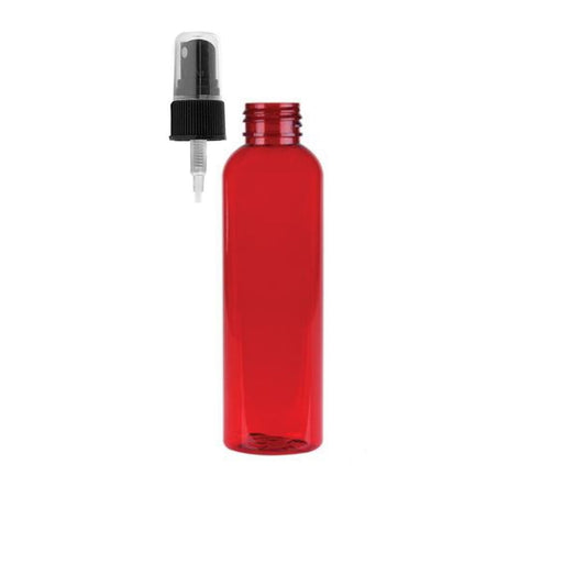 8 oz Red Cosmo Round Bottles, Black Spray Cap (8 Pack)