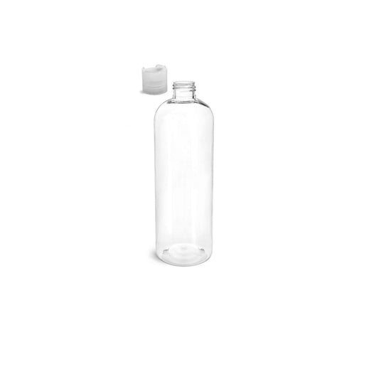 16 oz Clear Cosmo Round Bottles, Natural Disc Cap (10 Pack)