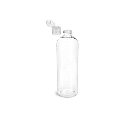 16 oz Clear Cosmo Round Bottles, Natural Smooth Snap Cap (10 Pack)