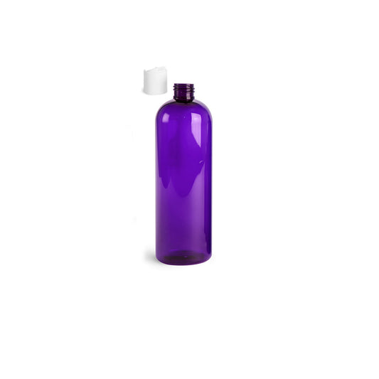 16 oz Purple Cosmo Round Bottles, White Disc Cap (10 Pack)