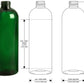 16 oz Green Cosmo Round Bottles, Black Disc Cap (10 Pack)