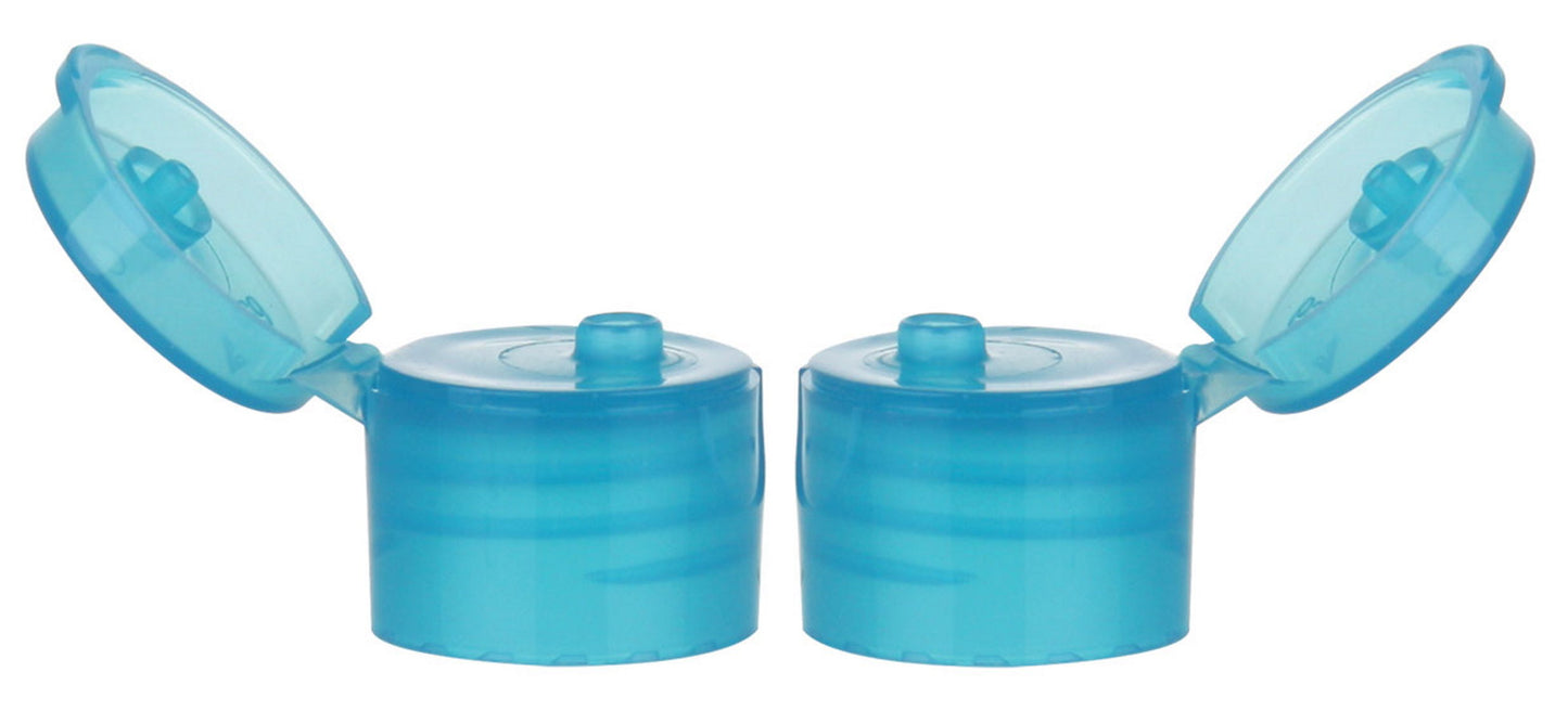 2 oz Amber Cosmo Round Bottles, Blue Turquoise Smooth Snap Cap (12 Pack)