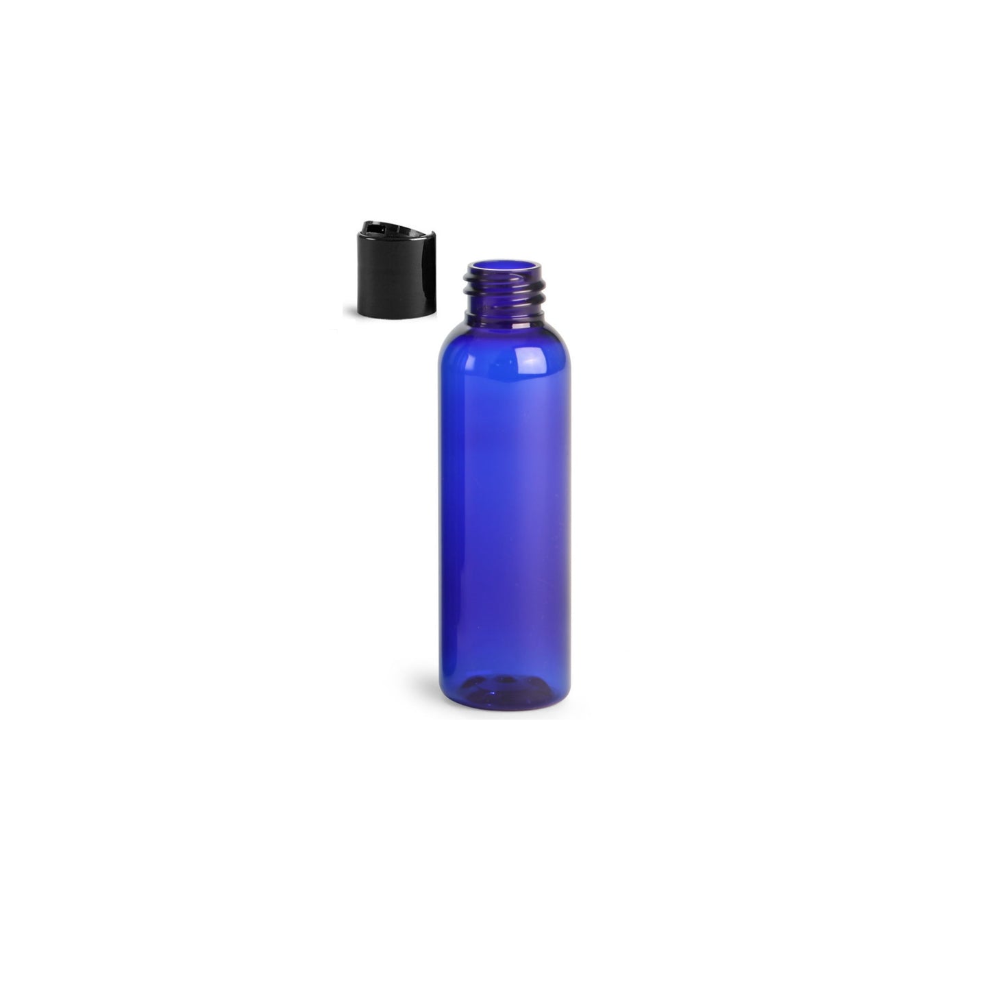 2 oz Blue Cosmo Round Bottles, Black Disc Cap (12 Pack)