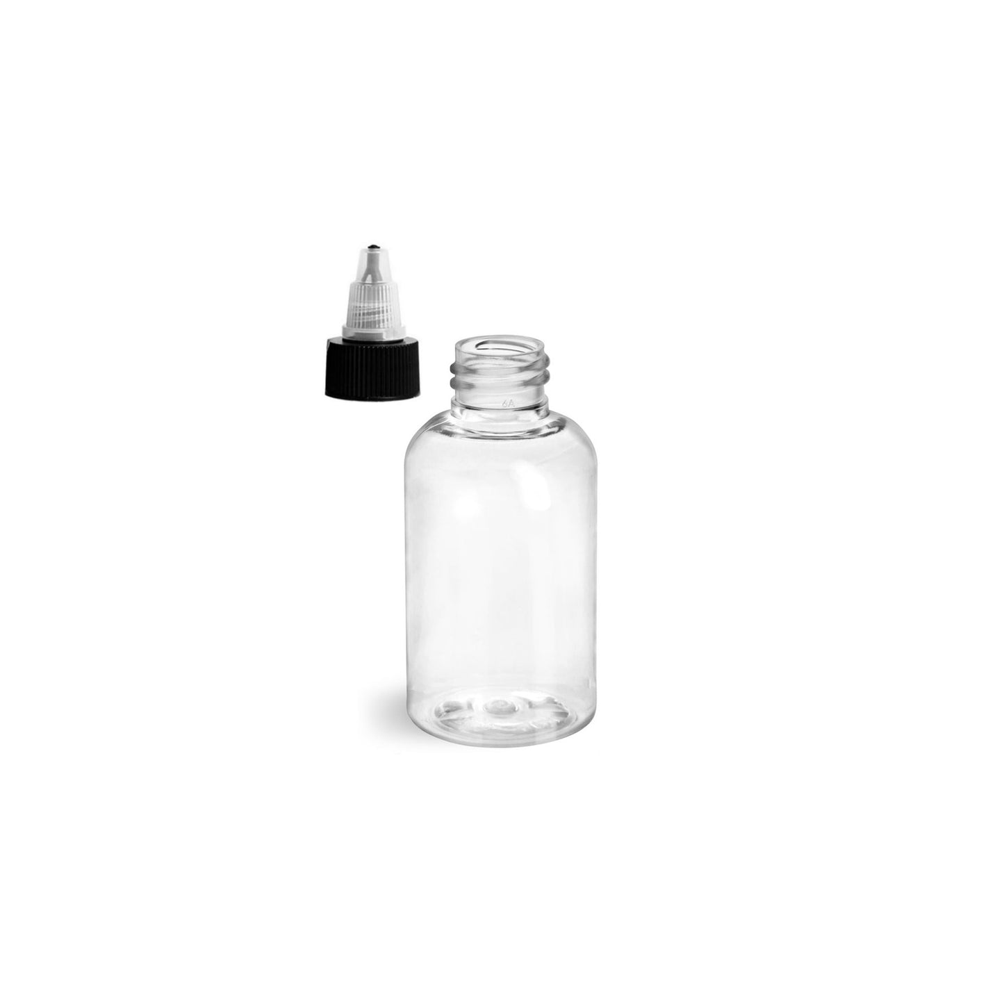 2 oz Clear Boston Round Bottles, Black/Natural Twist Cap (12 Pack)