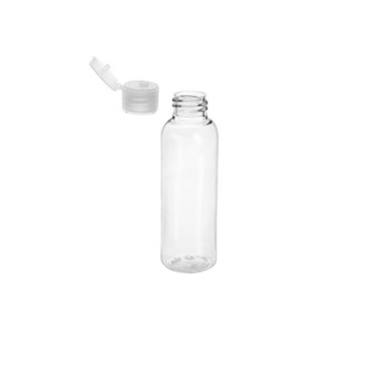2 oz Clear Cosmo Round Bottles, Natural Ribbed Snap Cap (12 Pack)