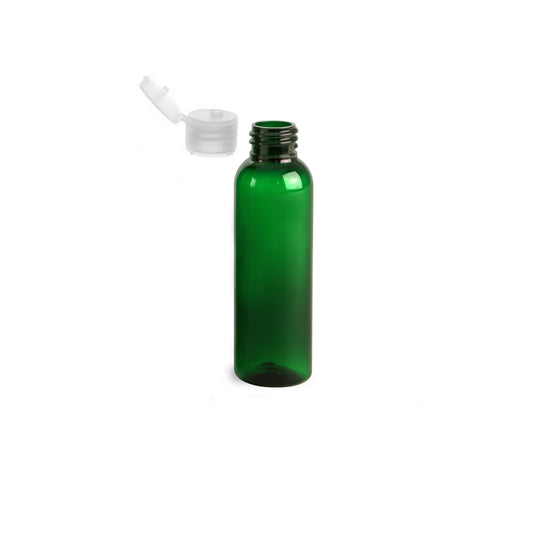 2 oz Green Cosmo Round Bottles, Natural Ribbed Snap Cap (12 Pack)