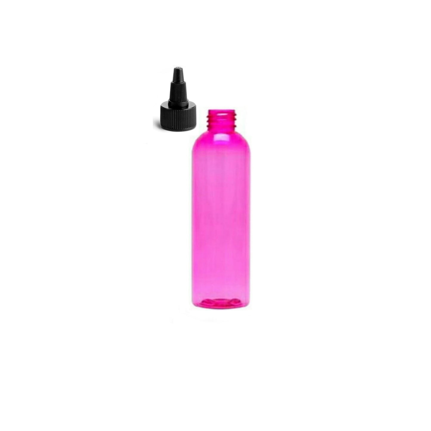 2 oz Pink Cosmo Round Bottles, Black Twist Cap (12 Pack)