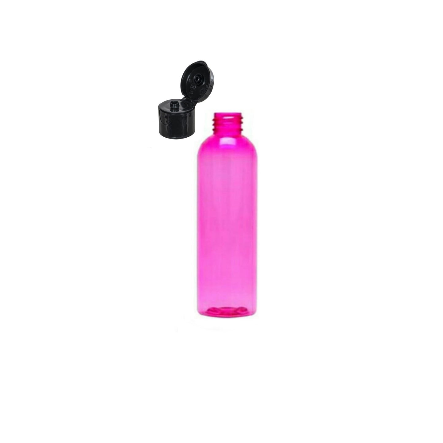 2 oz Pink Cosmo Round Bottles, Black Smooth Snap Cap (12 Pack)