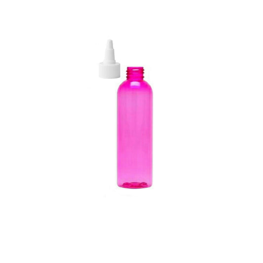 2 oz Pink Cosmo Round Bottles, White Twist Cap (12 Pack)