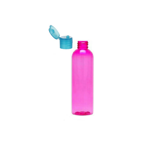 2 oz Pink Cosmo Round Bottles, Blue Turquoise Smooth Snap Cap (12 Pack)