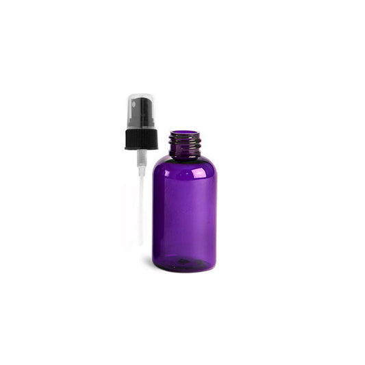 2 oz Purple Boston Round Bottles, Black Spray Cap (12 Pack)