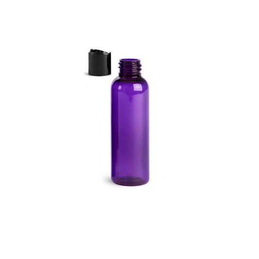 2 oz Purple Cosmo Round Bottles, Black Disc Cap (12 Pack)