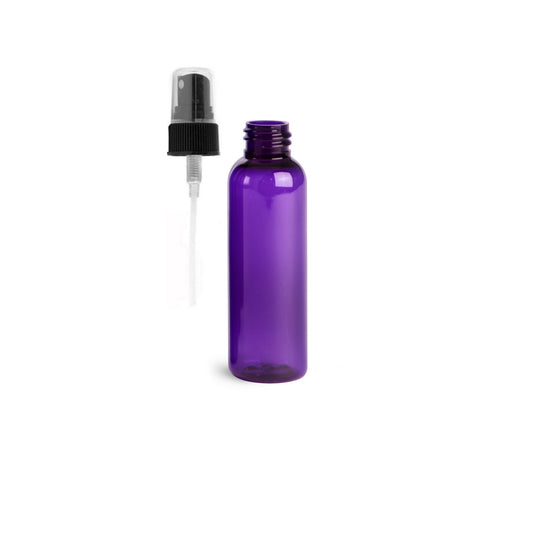 2 oz Purple Cosmo Round Bottles, Black Spray Cap (12 Pack)