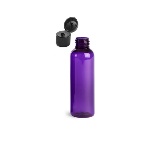 2 oz Purple Cosmo Round Bottles, Black Ribbed Snap Cap (12 Pack)