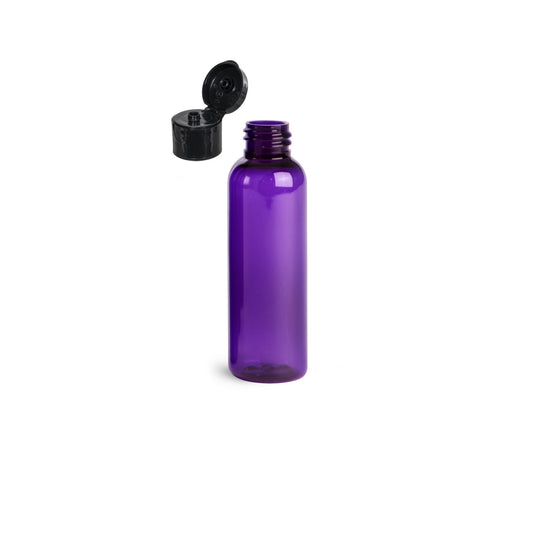 2 oz Purple Cosmo Round Bottles, Black Smooth Snap Cap (12 Pack)