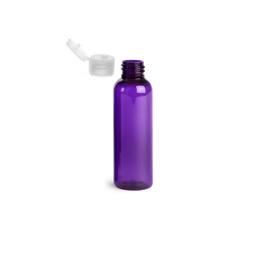 2 oz Purple Cosmo Round Bottles, Natural Ribbed Snap Cap (12 Pack)
