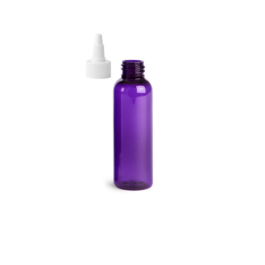 2 oz Purple Cosmo Round Bottles, White Twist Cap (12 Pack)