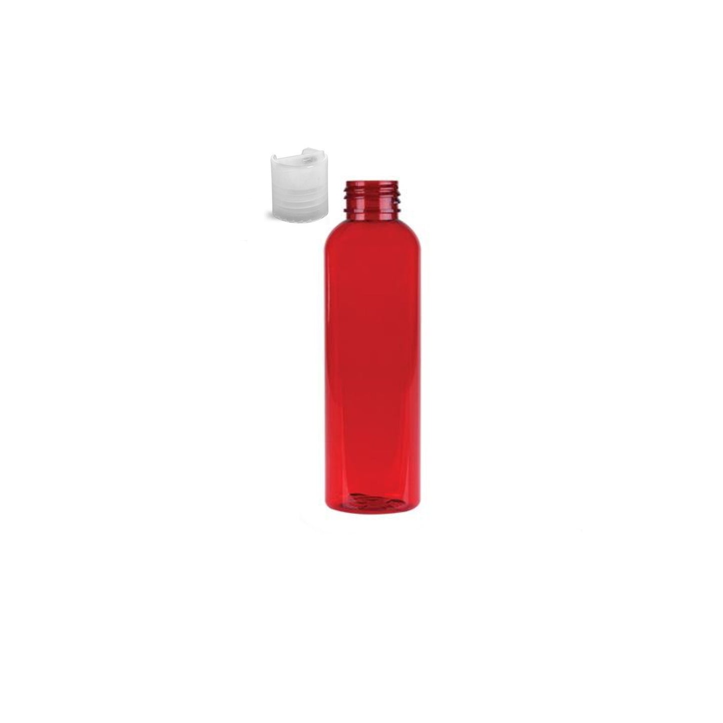 2 oz Red Cosmo Round Bottles, Natural Disc Cap (12 Pack)