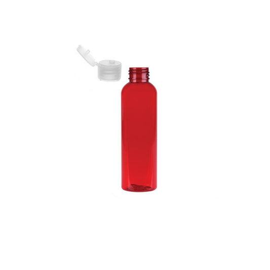 2 oz Red Cosmo Round Bottles, Natural Ribbed Snap Cap (12 Pack)