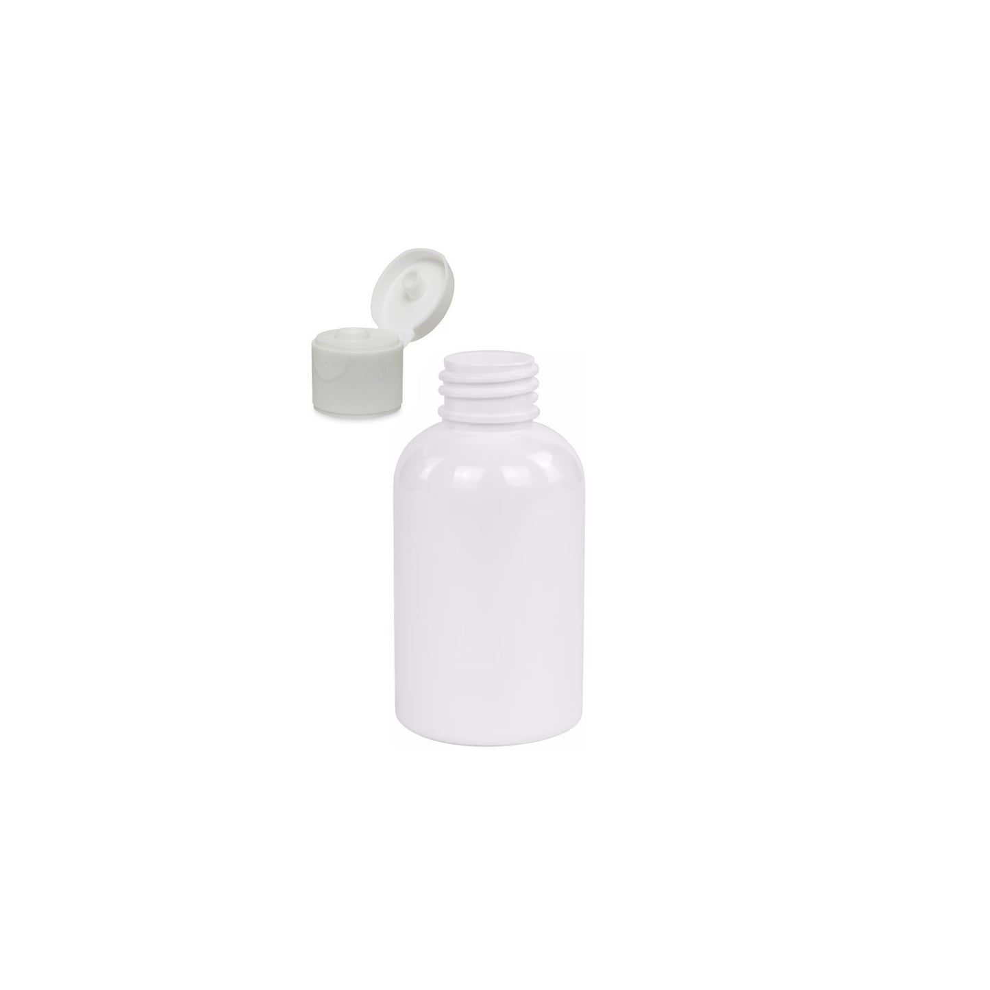 2 oz White Boston Round Bottles, White Ribbed Snap Cap (12 Pack)