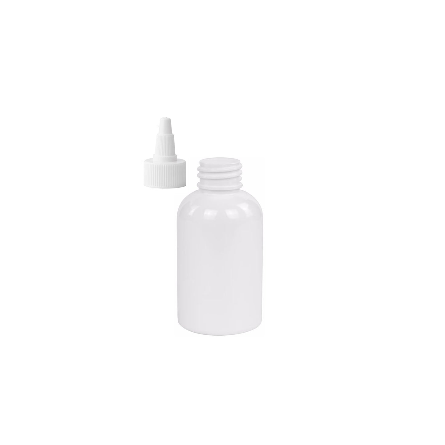 2 oz White Boston Round Bottles, White Twist Cap (12 Pack)