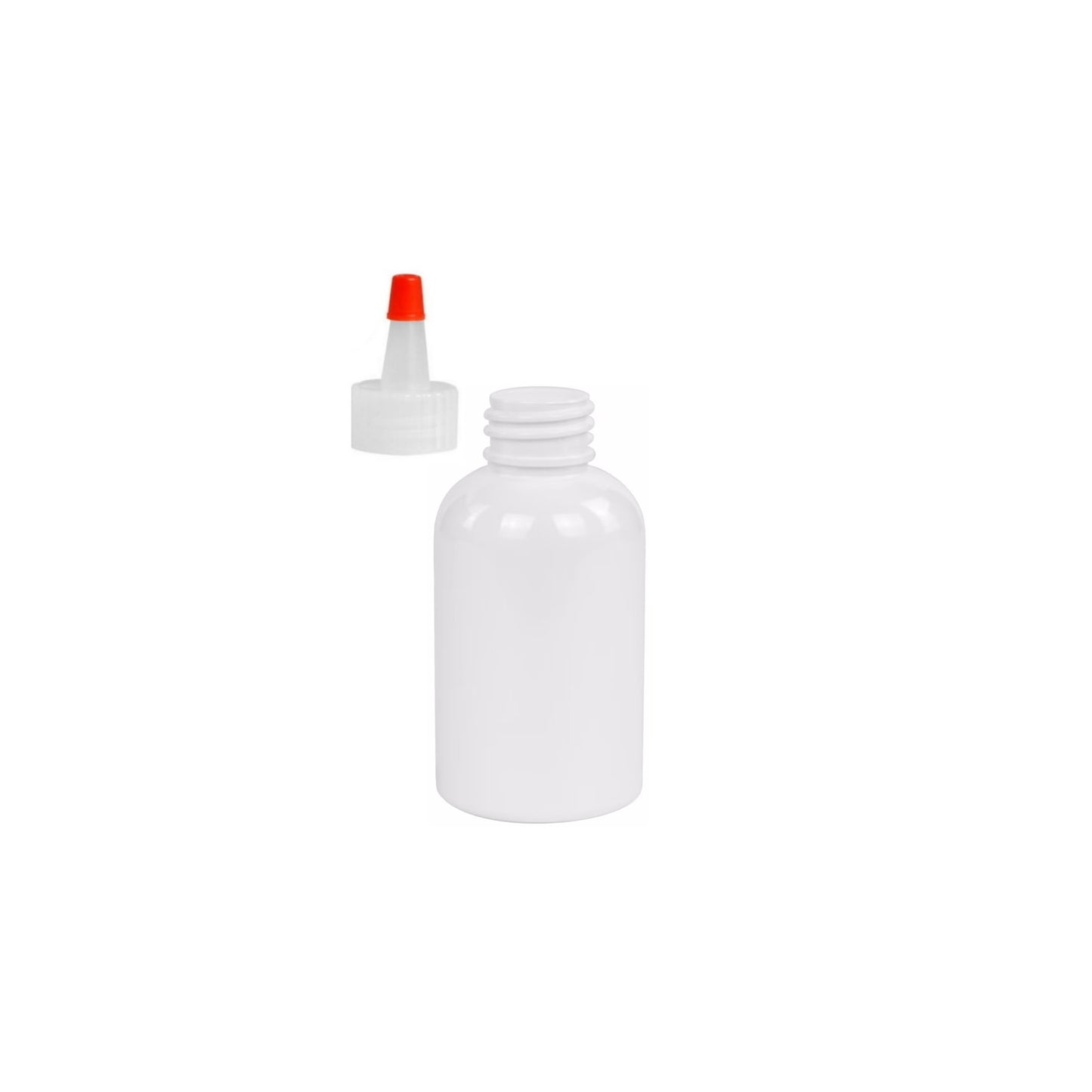 2 oz White Boston Round Bottles, Yorker Cap (12 Pack)