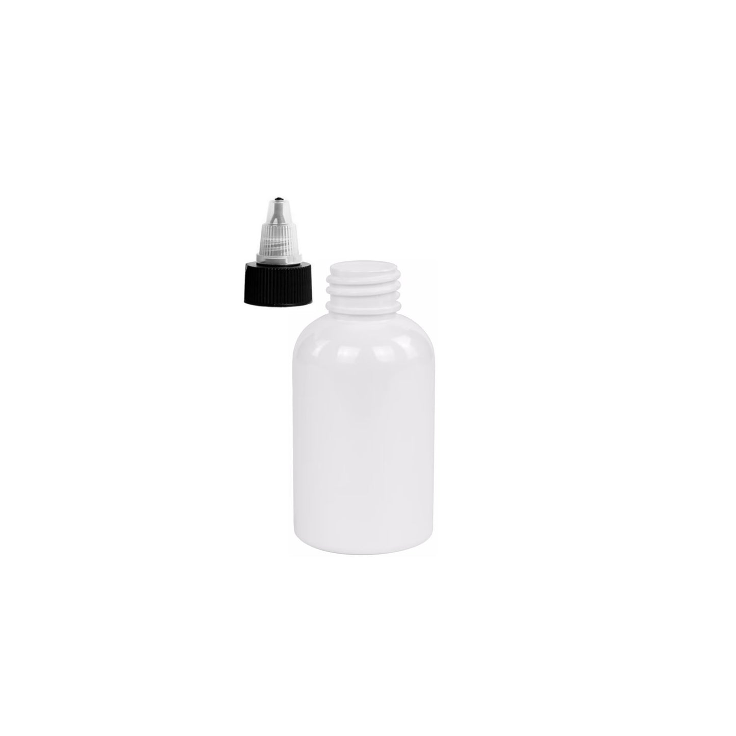 2 oz White Boston Round Bottles, Black/Natural Twist Cap (12 Pack)