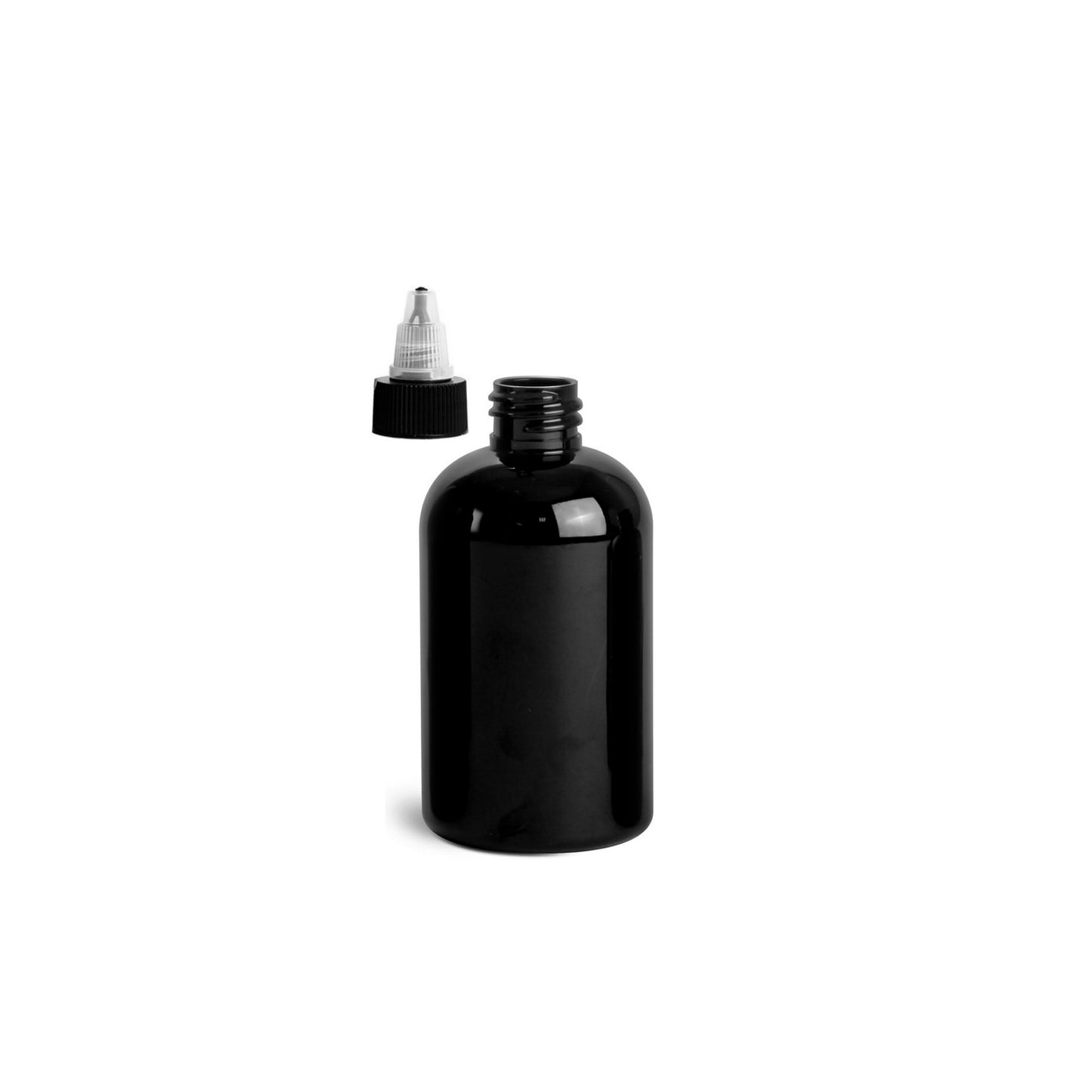 4 oz Black Boston Round Bottles, Black/Natural Twist Cap (12 Pack)