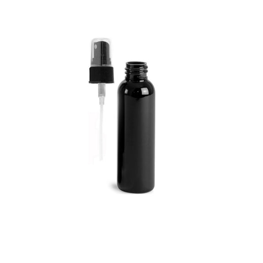 4 oz Black Cosmo Round Bottles, Black Spray Cap (8 Pack)