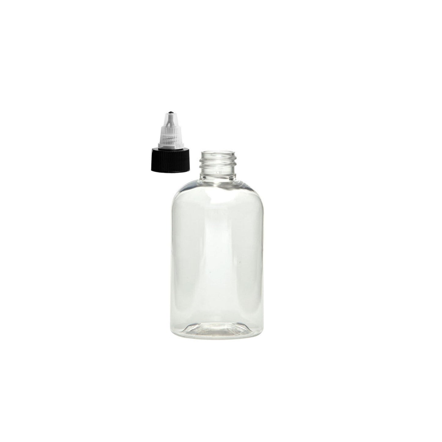 4 oz Clear Boston Round Bottles, Black/Natural Twist Cap (12 Pack)