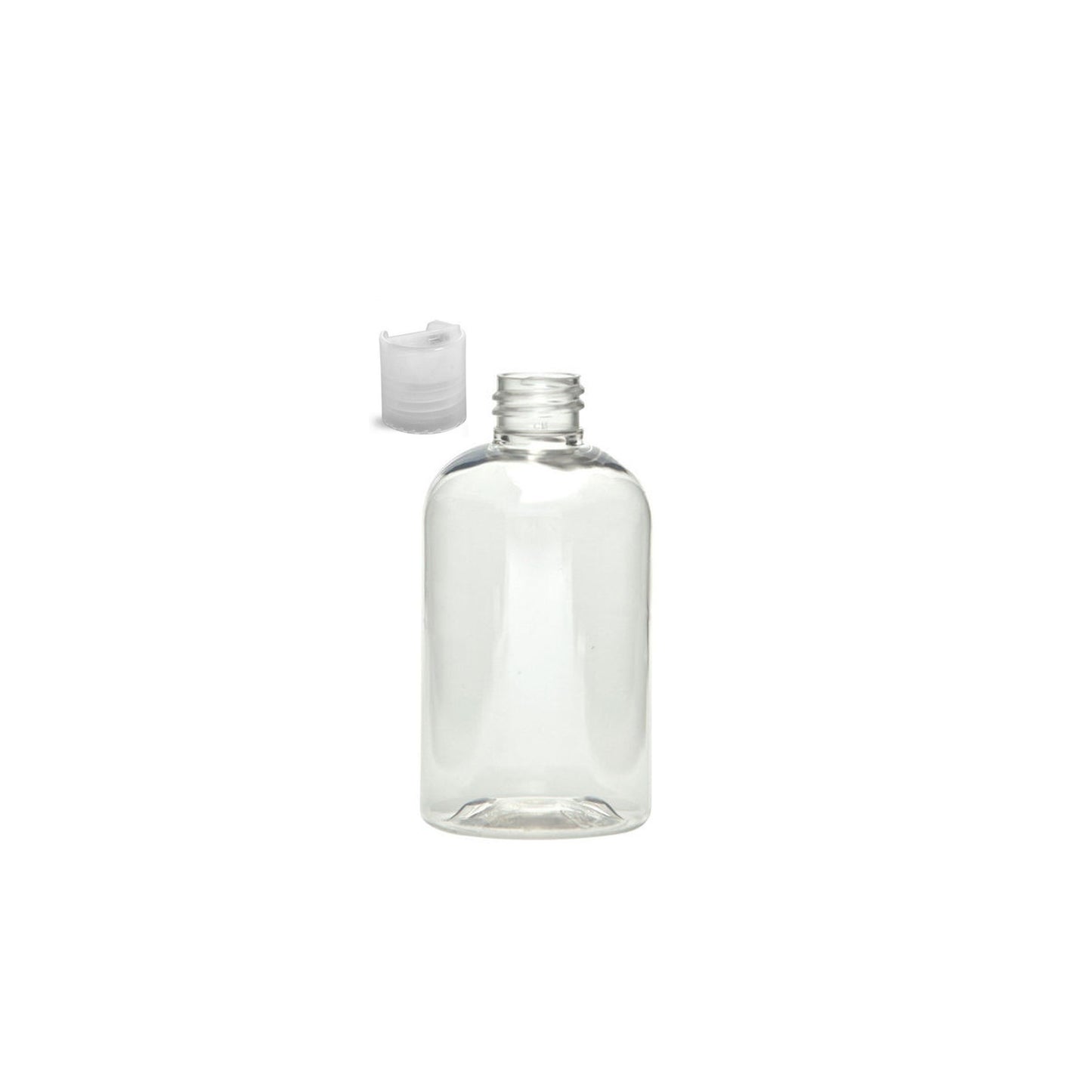 4 oz Clear Boston Round Bottles, Natural Disc Cap (12 Pack)