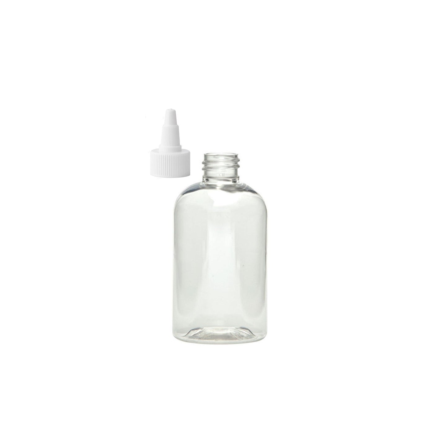 4 oz Clear Boston Round Bottles, White Twist Cap (12 Pack)