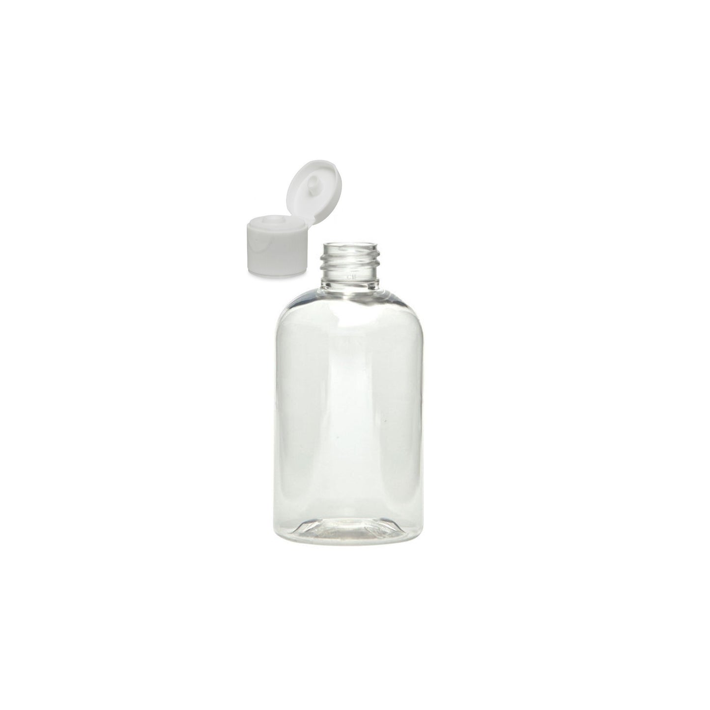 4 oz Clear Boston Round Bottles, White Ribbed Snap Cap (12 Pack)