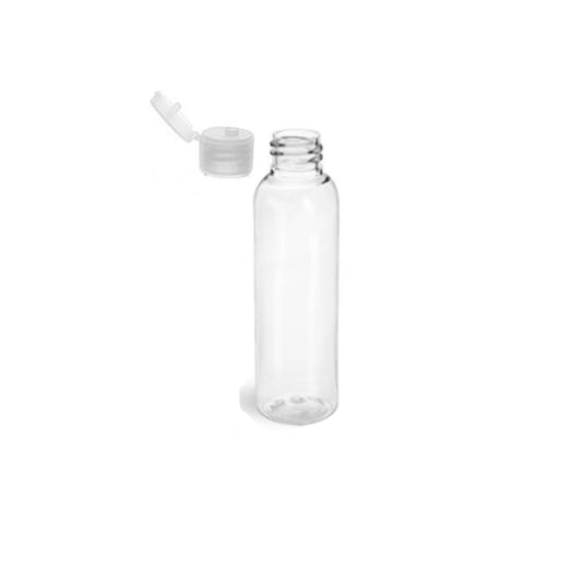 4 oz Clear Cosmo Round Bottles, Natural Ribbed Snap Cap (12 Pack)