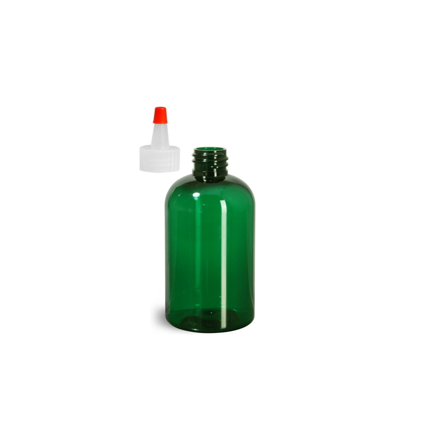 4 oz Green Boston Round Bottles, Yorker Cap (12 Pack)