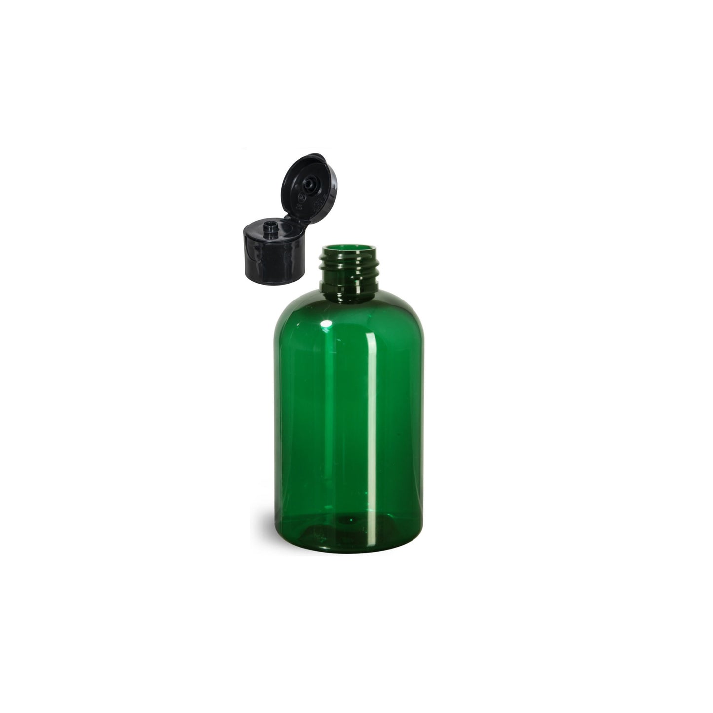 4 oz Green Boston Round Bottles, Black Smooth Snap Cap (12 Pack)