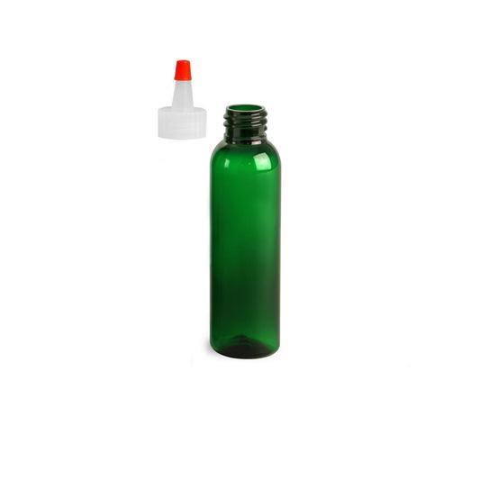 4 oz Green Cosmo Round Bottles, Yorker Cap (12 Pack)
