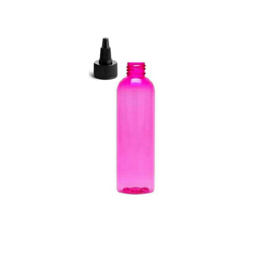 4 oz Pink Cosmo Round Bottles, Black Twist Cap (12 Pack)