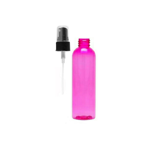 4 oz Pink Cosmo Round Bottles, Black Spray Cap (8 Pack)