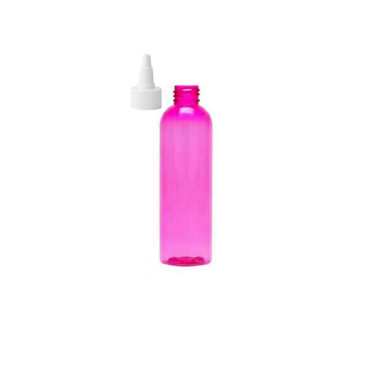 4 oz Pink Cosmo Round Bottles, White Twist Cap (12 Pack)