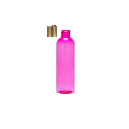 4 oz Pink Cosmo Round Bottles, Gold Disc Cap (12 Pack)