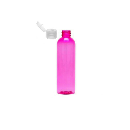 4 oz Pink Cosmo Round Bottles, Natural Ribbed Snap Cap (12 Pack)