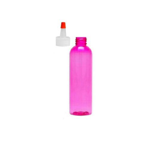 4 oz Pink Cosmo Round Bottles, Yorker Cap (12 Pack)